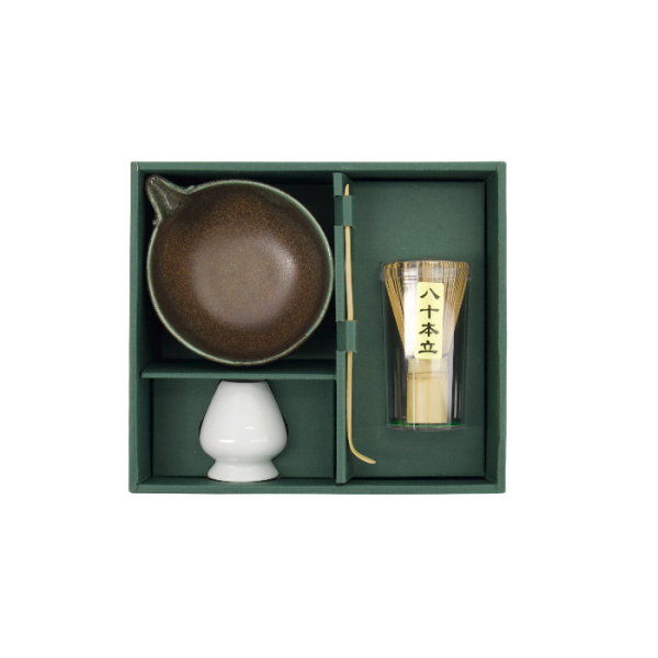 TDS, Matcha Schale Geschenkset, 4-tlg., 14,5 x 6,5 cm, Hisui Green, Art.-Nr. 34081