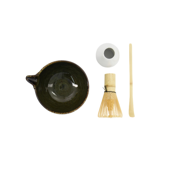 TDS, Matcha Schale Geschenkset, 4-tlg., 14,5 x 6,5 cm, Amano Oribe Green, Art.-Nr. 34082