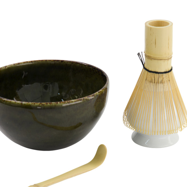 TDS, Matcha Schale Geschenkset, 4-tlg., 14,5 x 6,5 cm, Amano Oribe Green, Art.-Nr. 34082
