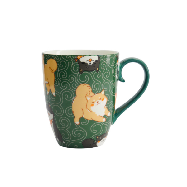 TDS, Kawaii Tasse in Geschenkbox, Shiba, Grün, 340ml, Ø 8,5x10,2cm , Item No. 34119