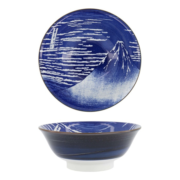 Ramenschale Hokusai Fuji Wei&szlig;/Blau, Porzellan, &Oslash; 21 cm