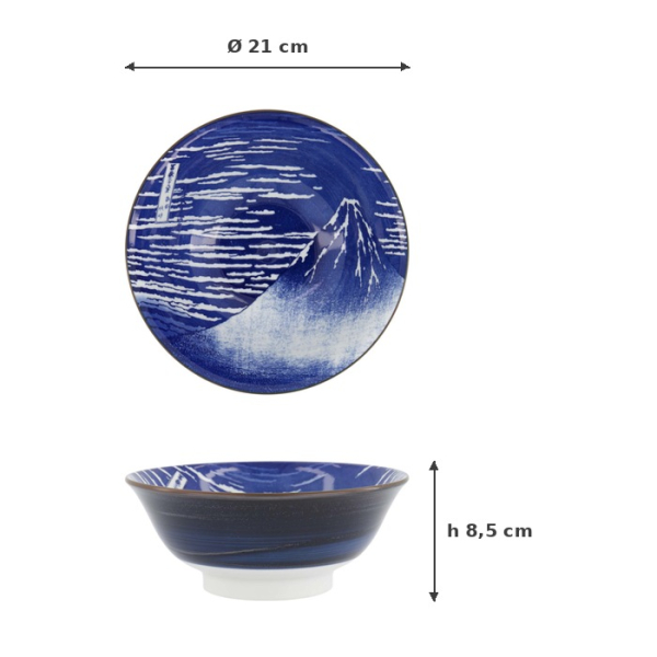 Ramenschale Hokusai Fuji Weiß/Blau, Porzellan, Ø 21 cm, Art.-Nr. 34161