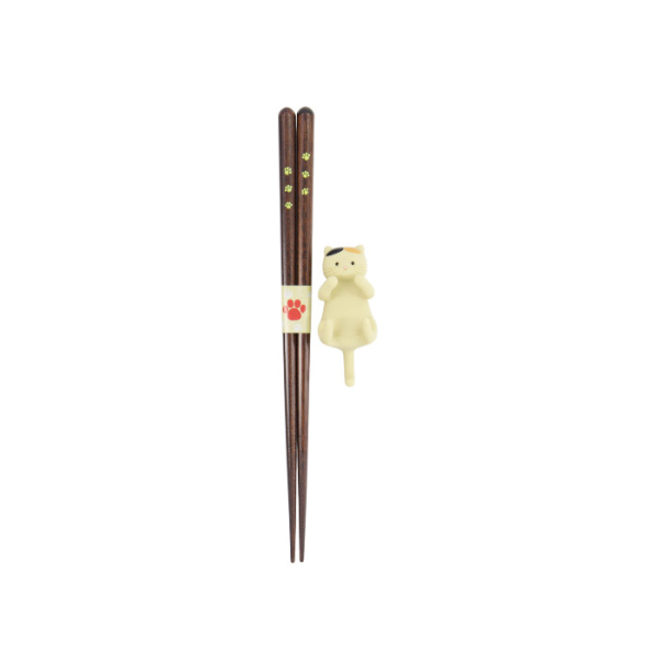 TDS, Chopsticks including Rest, Giftset, Cat, Brown - Item No. 34176
