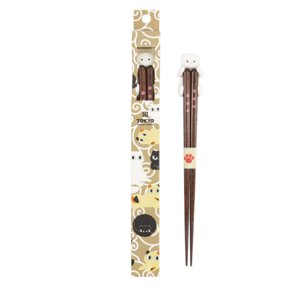 TDS, Chopsticks including Rest, Giftset, Cat, White - Item No. 34177