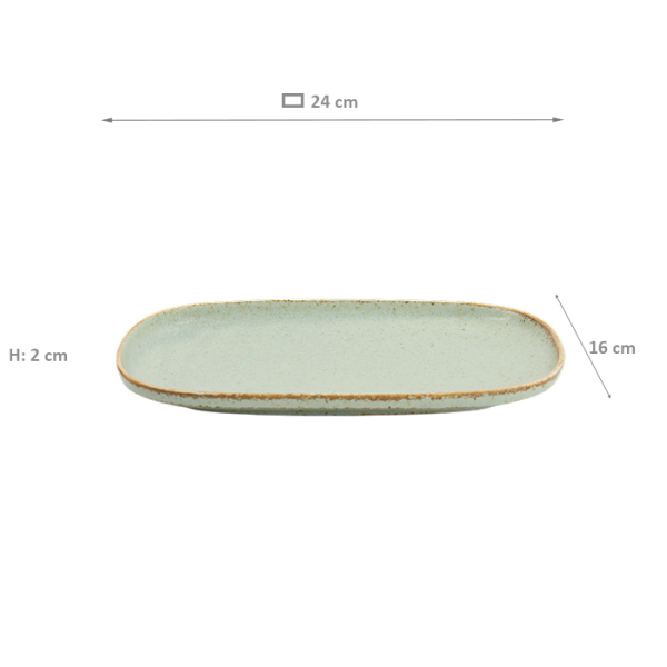 TDS, Plate, Minto Green, 24x16x2cm, Item No. 34295