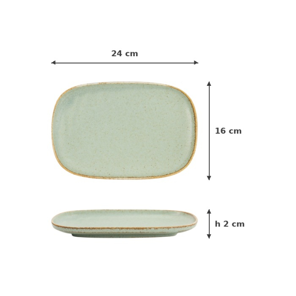 Oval Plate Minto Green, Porcelain, 24 × 16 × 2 cm, Item No. 34295