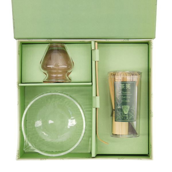 TDS, Matcha Schale Geschenkset, Glass, 4-tlg., 12,5x7,5cm, Glass, Art.-Nr. 37203