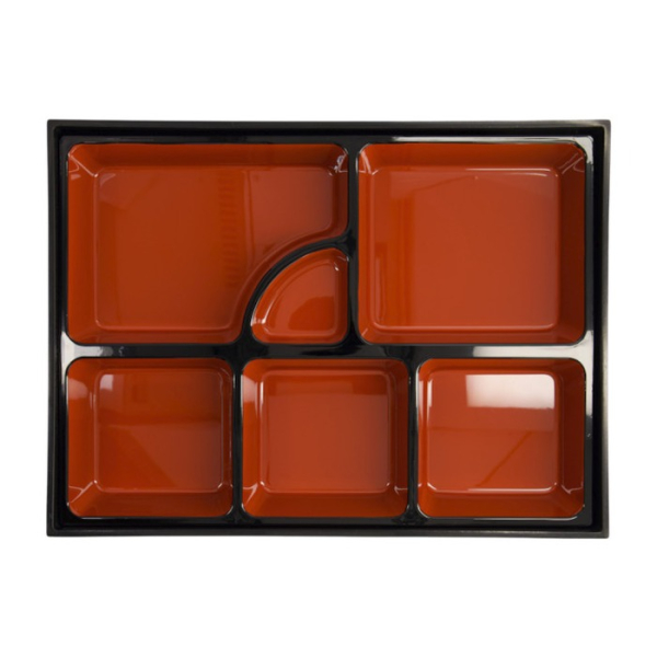 Bento Box Red, Black, ABS Lacquerware, 35 × 26 cm, Item No. 4655