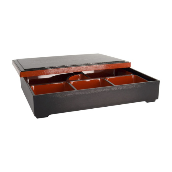 Bento Box Red, Black, ABS Lacquerware, 35 × 26 cm, Item No. 4655