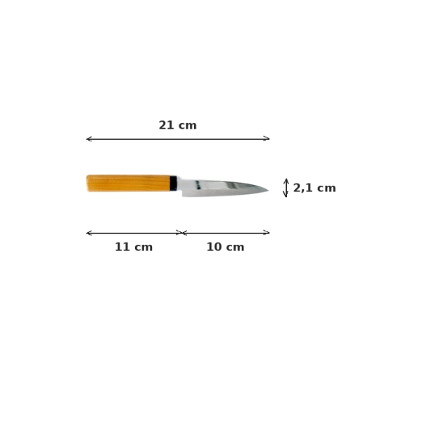 Fruit Knife with wooden sheath, Stainless knife steel, Blade 10 cm, Wooden handle, Item No. 4676