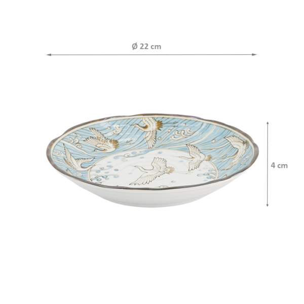 TDS, Plate, Crane, Light Blue, Ø 22x4cm, Item No. 617348