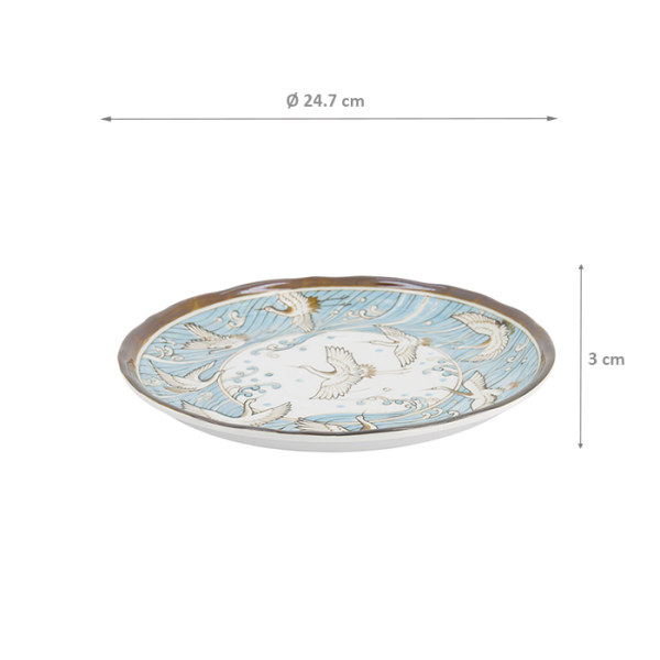 TDS, Plate, Crane, Light Blue, Ø 24.7x3cm, Item No. 617362