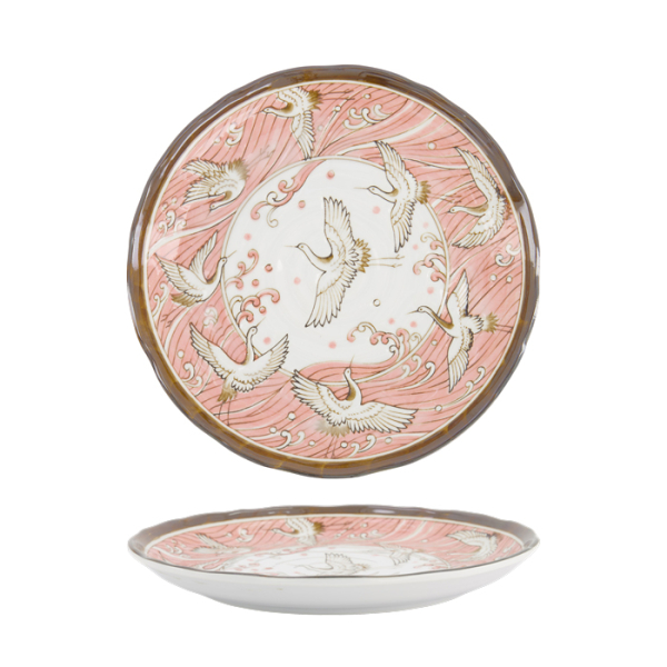TDS, Plate, Crane, Pink, Ø 24.7x3cm, Item No. 617379