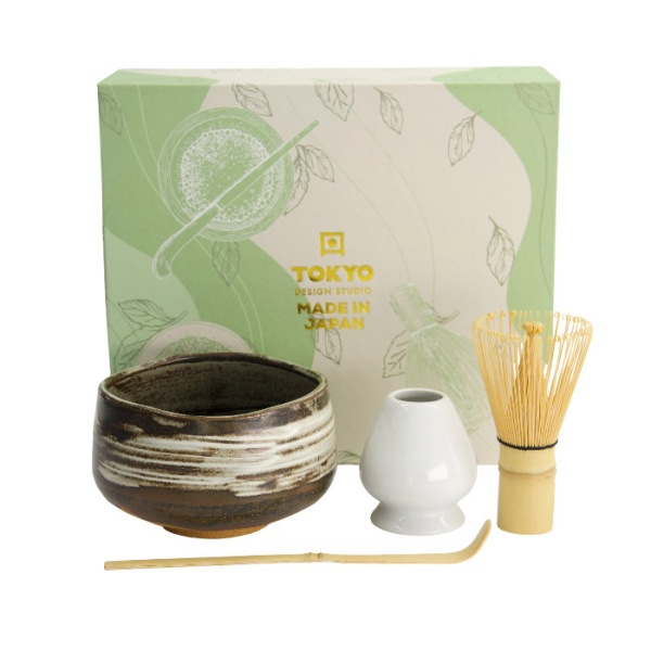 TDS, Matcha Bowl Giftset , 4-piece set, 11.5 x 7.5 cm, Shiro Hake, Item No. 617430