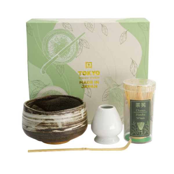 TDS, Matcha Bowl Giftset , 4-piece set, 11.5 x 7.5 cm, Shiro Hake, Item No. 617430