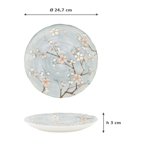 Teller Fujisakura Grau, Porzellan, Ø 24,7 cm, Art.-Nr. 617508