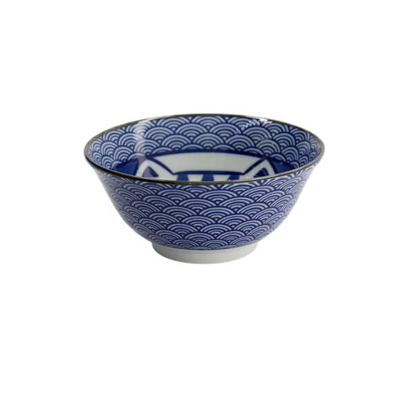 TDS, Tayo Schale, Kawaii Lucky Cat Neko, Seikaiha-Neko Blue, Ø 15x7cm, 550ml - Art Nr. 617607
