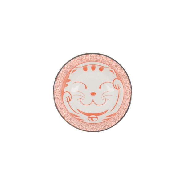 Tayo Bowl Kawaii Lucky Cat Neko Seikaiha-Neko Red, Porcelain, 550 ml, Item No. 617669