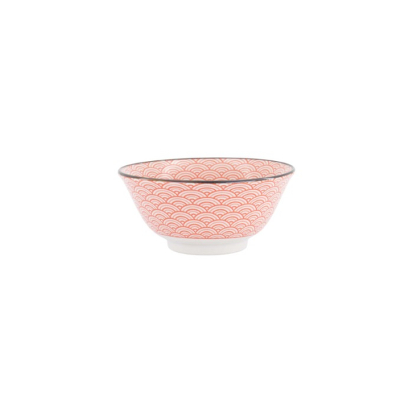 Tayo Bowl Kawaii Lucky Cat Neko Seikaiha-Neko Red, Porcelain, 550 ml, Item No. 617669