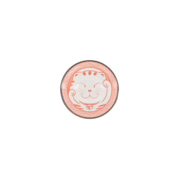 Sauce Bowl Kawaii Lucky Cat Neko Seikaiha-Neko Red, Porcelain, Ø 11.5 cm, Item No. 617706