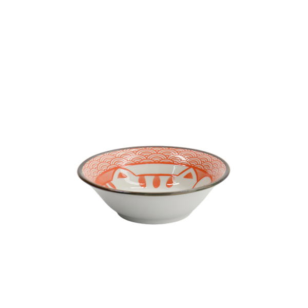 TDS, Sauce Bowl, Kawaii Lucky Cat Neko, Seikaiha-Neko Red, Ø 11.5 x 4 cm - Item No. 617706