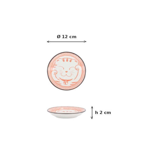 Sauce Bowl Kawaii Lucky Cat Neko Seikaiha-Neko Red, Porcelain, Ø 12 cm, Item No. 617713