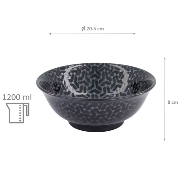 TDS, Ramenschale, Kuromonyo Kumi Kikko, Schwarz, Ø 20,5x8cm, 1200 ml- Art Nr. 617928
