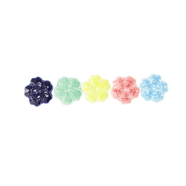 Chopstick Rest Set Kawaii Sakura Multicoloured, 5 pcs, Porcelain, Item No. 618093