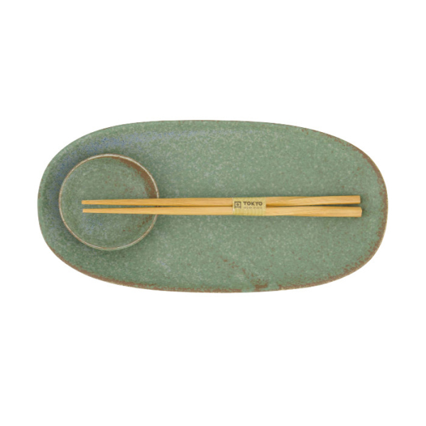 TDS, Sushi Set, Vert Sauge, Geschenkset, 2-tlg. mit Essstäbchen, Art.-Nr. 619472