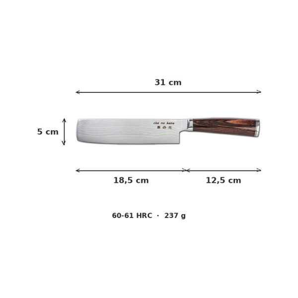 Nakiri-Messer (Gemüsemesser), VG-10 Damaststahl, Klinge 18,5 cm, Griff aus Pakka-Holz, in Magnetbox, Art.-Nr. 6454