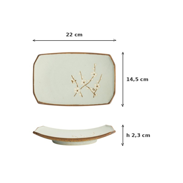 Sushi-Platte Soshun Matte Hellgrün, Porzellan, 22 × 14,5 × 2,3 cm, Art.-Nr. 7017