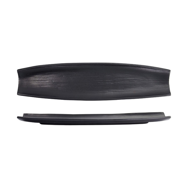 Oval Serving Plate Mino Craft Black, Stoneware, 50 &times; 12.5 &times; 2 cm