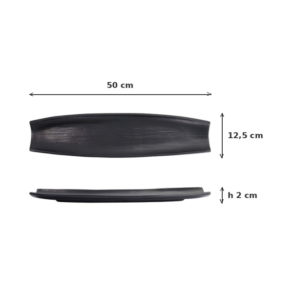 Oval Serving Plate Mino Craft Black, Stoneware, 50 × 12.5 × 2 cm, Item No. 7467