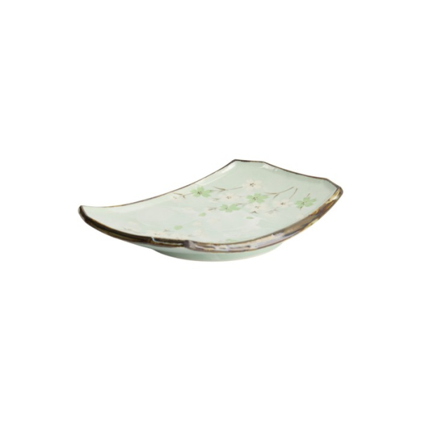 Sushi Plate Green Cosmos, Stoneware, 22 × 15 × 2.5 cm, Item No. 7805