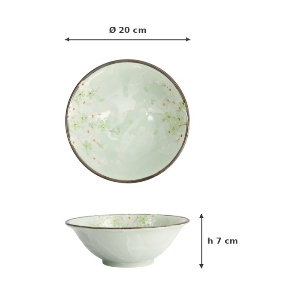 Noodle Bowl Green Cosmos Green, Stoneware, 750 ml, Item No. 7810