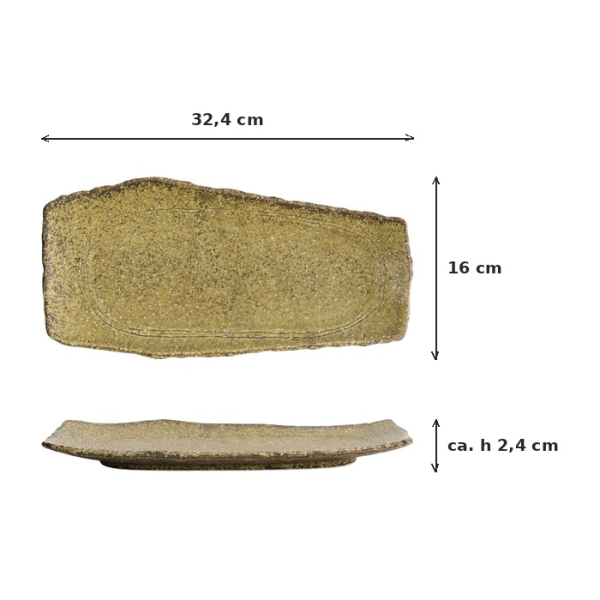 Serving Plate Mino Craft Brown, Stoneware, 32.4 × 16 cm, Item No. 7851