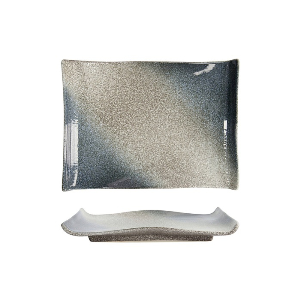 Sushi Plate Tajimi Blue, Grey, White, Stoneware, 21.7 &times; 15 &times; 2.5 cm