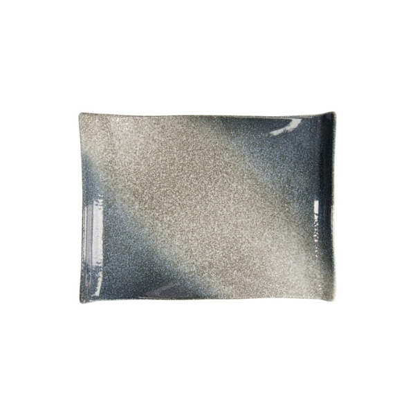 Sushi Plate Tajimi Blue, Grey, White, Stoneware, 21.7 × 15 × 2.5 cm, Item No. 7999