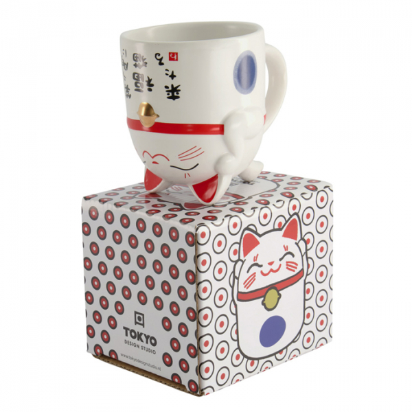 Blau Kawaii Glückliche Katze (Lucky Cat) Tasse bei Tokyo Design Studio (Bild 3 von 4)