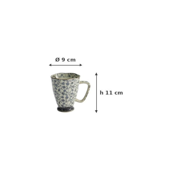 Mug Flower Blue, Stoneware, 400 ml, Item No. 8894