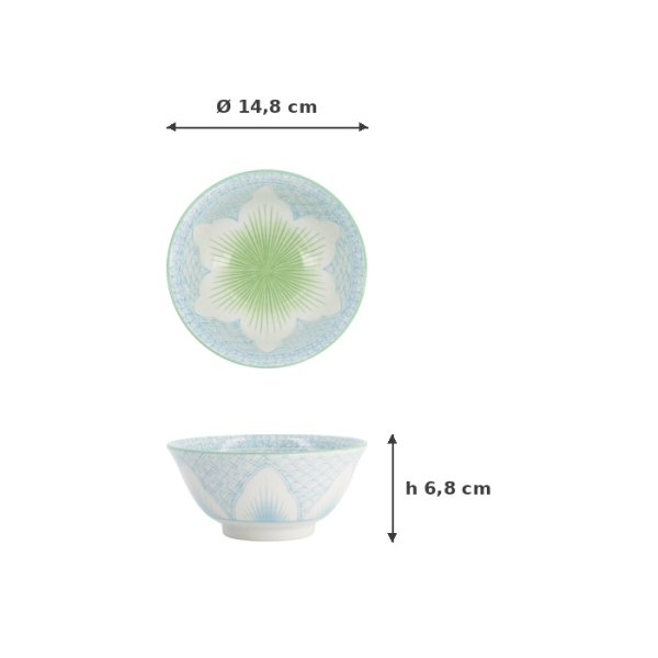 Rice Bowl Lily Flower Oriental HB Mixed Bowls Hell Blue, Porcelain, 550 ml, Item No. 8967