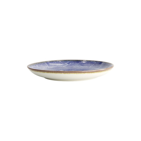Plate Seigaiha Blue, Brown, Porcelain, Ø 21.5 cm, Item No. 14209