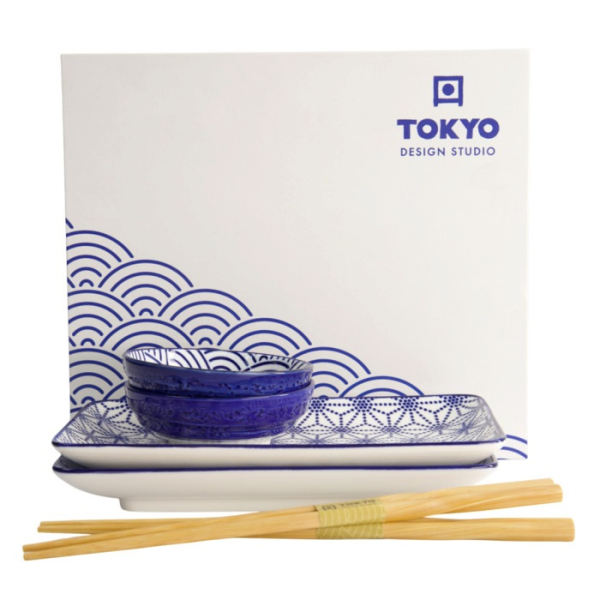 Sushi Set Nippon Blue, White, 6pcs, Porcelain