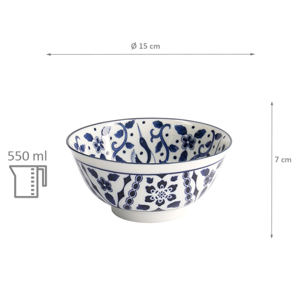 TDS, Bowl, Tokyo Blue, Mixed Bowls, Maizuru, Ø 15 x 7 cm, 550 ml - Item No. 15404