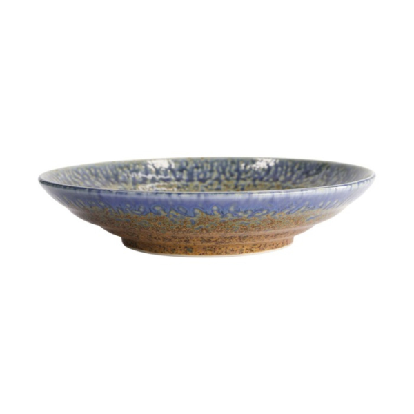 Deep Plate Mino Yaki Blue, Brown, Stoneware, Ø 28.5 cm, 1.3 L, Item No. 15453