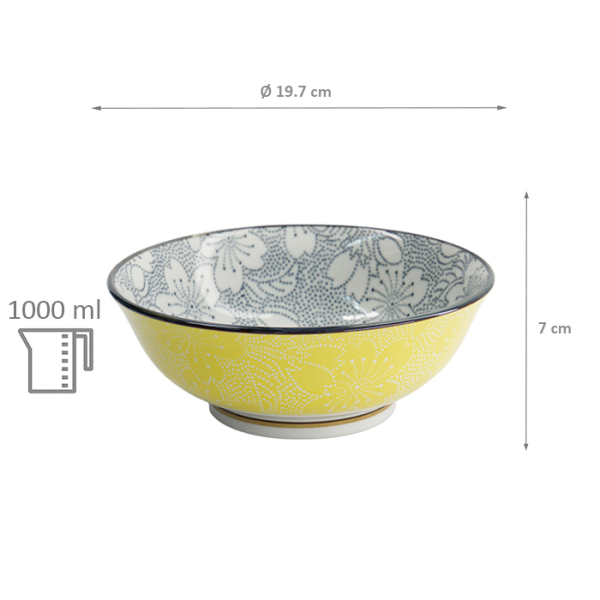 TDS, Tayo Bowl, Mixed Bowls Sakura, Black/Yellow, Ø 19.7 x 7 cm, 1000ml - Item No. 15470