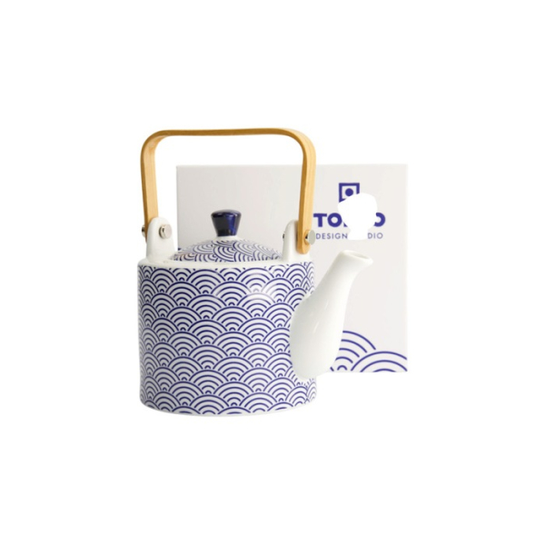 Teekanne Nippon Blue Waves Blau/Wei&szlig;, Porzellan, 800 ml