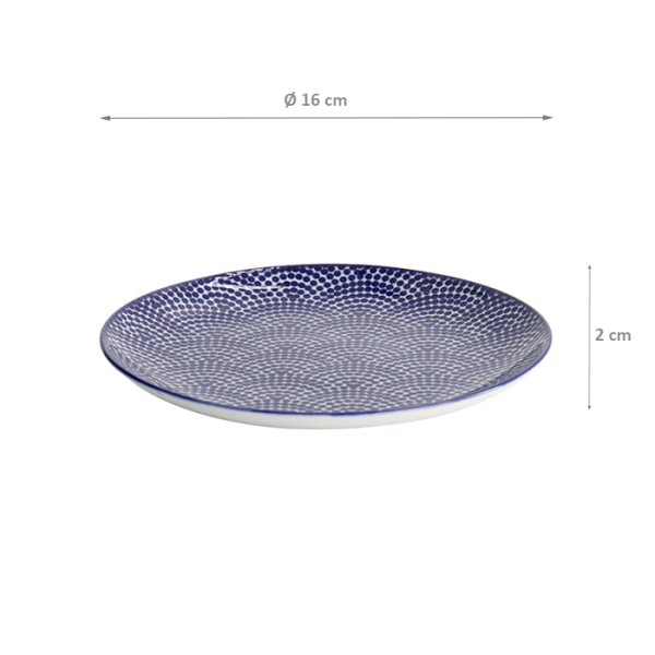 TDS, Plate, Nippon Blue, Dots, Ø 16 x 2 cm - Item No. 16019
