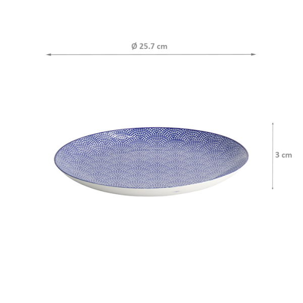 TDS, Plate, Nippon Blue, Dots, Ø 25.7 x 3 cm - Item No. 16025