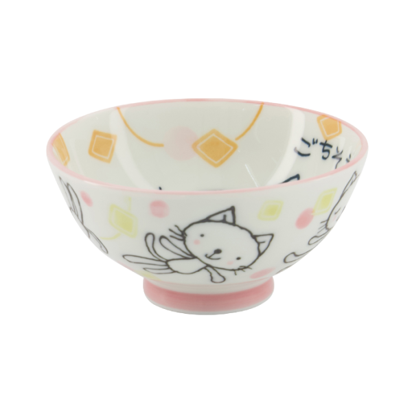 TDS, Reis-Schale, Kawaii Gochisosama Katze Neko, Rosa, Ø 10,5 x 5 cm 200 ml - Art Nr. 16296